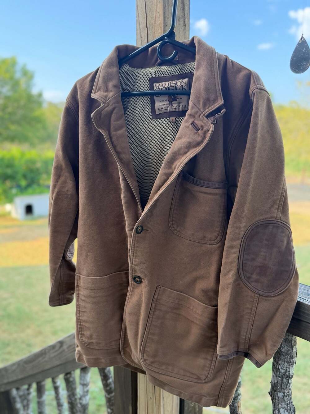 Madison Creek Outfitters Men's Brown Cotton Chore Hunting Jacket with Elbow Patc